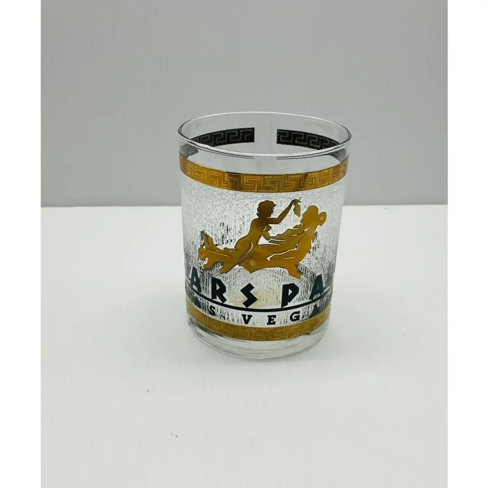 Vintage Caesars Palace Las Vegas Lowball Rocks Whiskey Glass 22K Gold